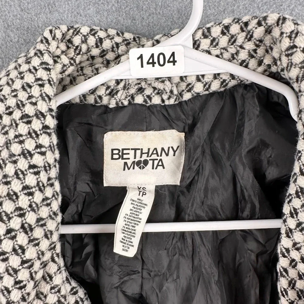 Bethany Mota Double Breasted Black and White Swing Pea Coat‎ Jacket Women's XS - Picture 9 of 9